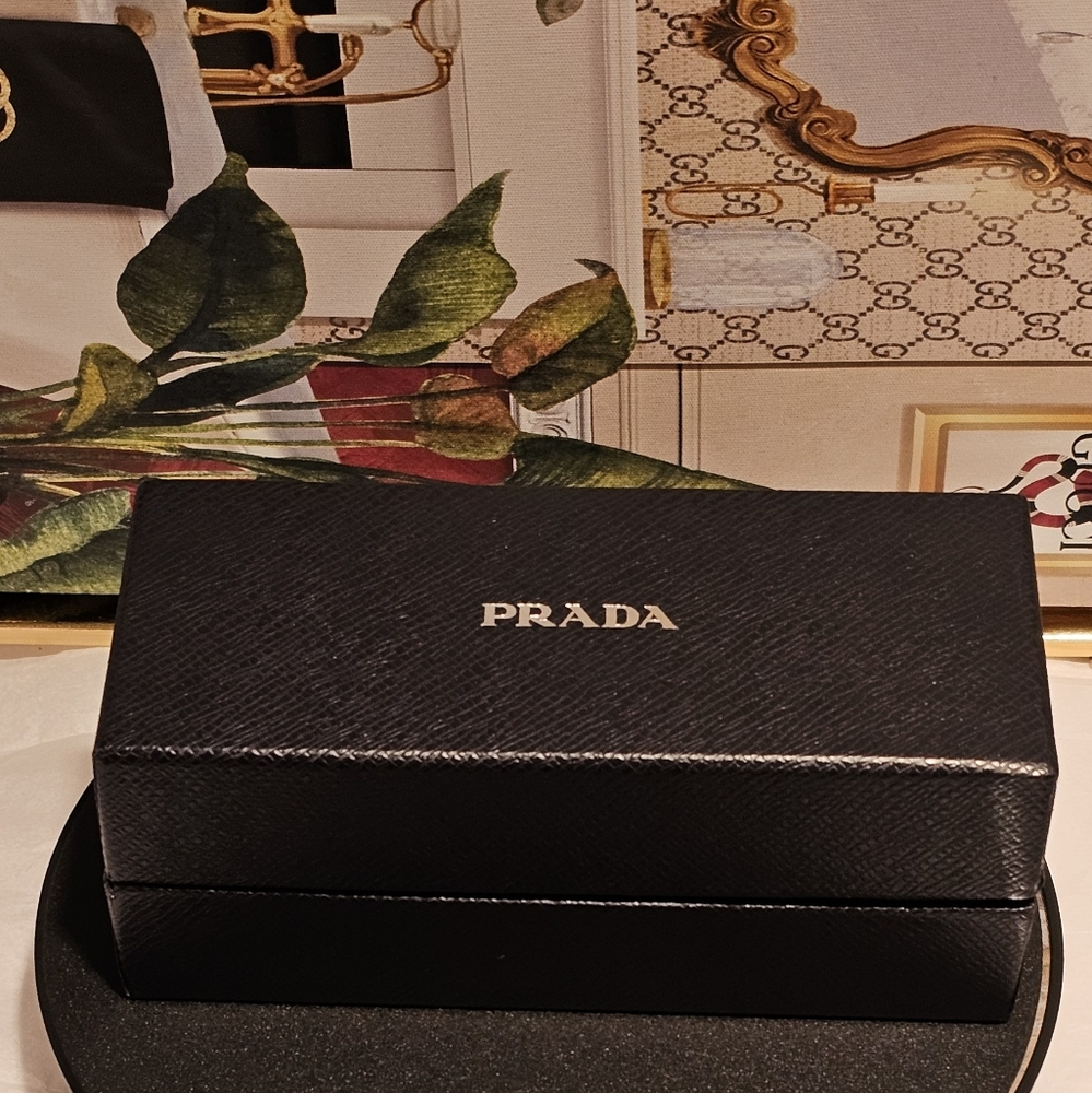 Prada Silver and Black Sunglasses Hard Case & Box Sleek Accessories - Picture 1 of 13
